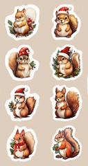 500 pcs Sticker Seals Roll Cute Animal Christmas Cartoon Squirrel Self Adhesive