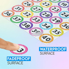 480 PCS Colorful Number Stickers 1–40 (1 Inch), Waterproof & Tear-Resistant Numb