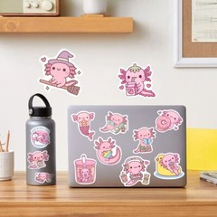 50Pcs Cute Kawaii Cartoon Axolotl Stickers DIY Aesthetic Decals for Phone,Laptop