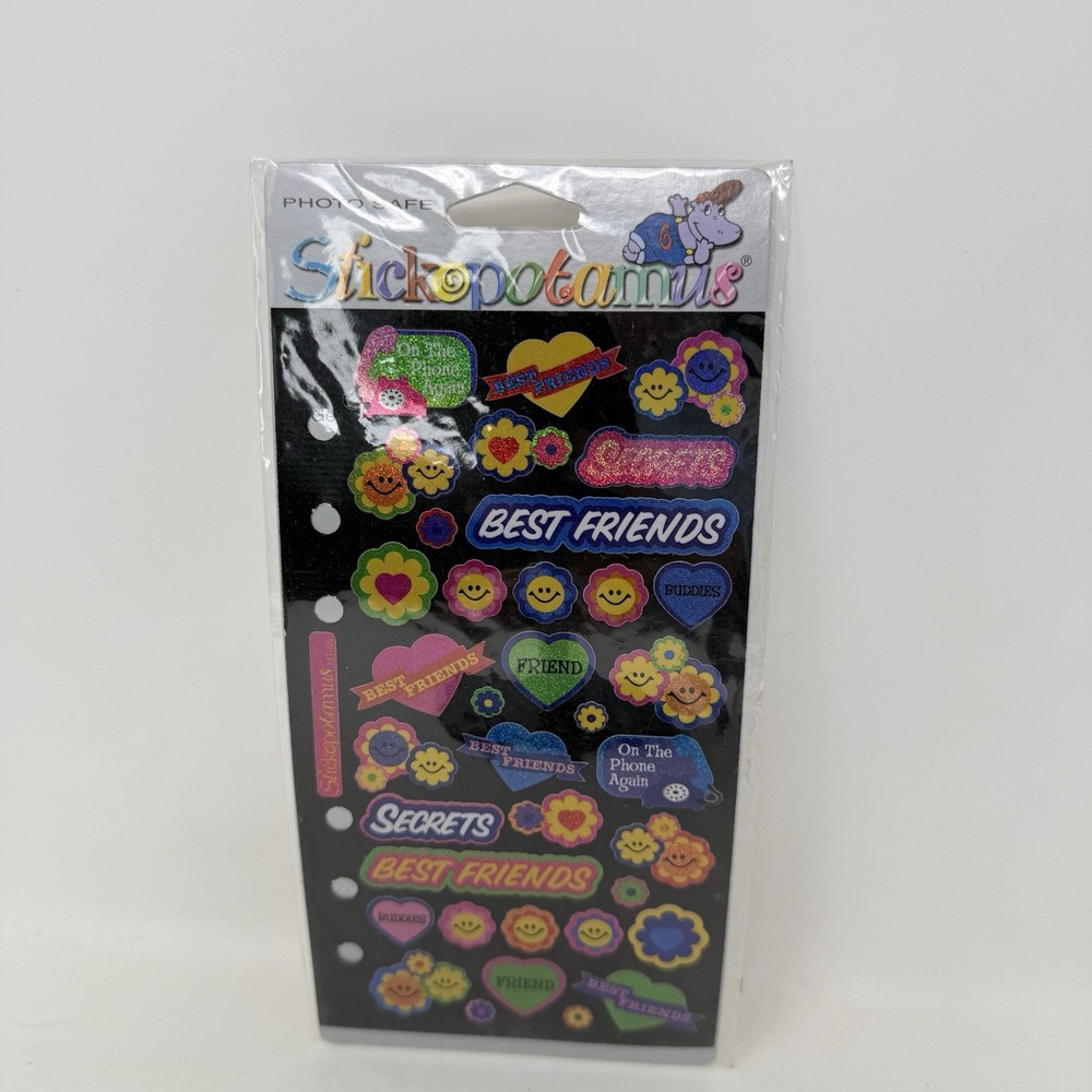 Vintage Y2K Stickopotamus Glitter Best Friend Stickers sparkly holographic NOS