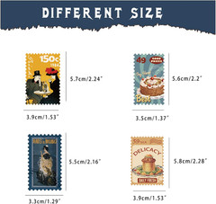 100 Pcs Scrapbooking Stickers,Food Stickers for Scrapbooking,Vintage Stamp Stick