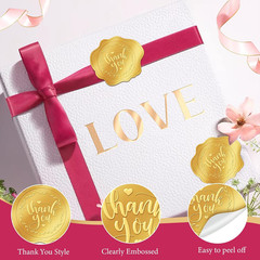 300 Pcs Gold Envelope Seal, Gold Thank You Stickers – Embossed Foil, Self-Adhesi
