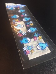 Rare Vintage Clear Cute Blue Fish Sticker Sheet Made In Japan