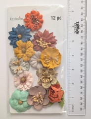Assorted Fall Colored Paper Flowers Scrapbooking Embellishments By Recollections