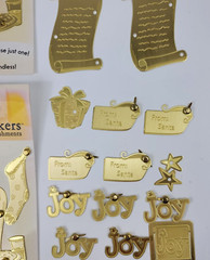66 Pc Gold Metal Christmas Embossed Embellishments Charms Tree Stocking Ornament
