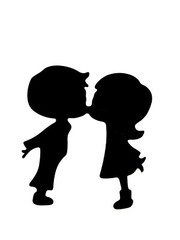 ADORABLE! LITTLE BOYS & LITTLE GIRLS IN «PUPPY LOVE!» SILHOUETTE DIE CUT/ CUTS