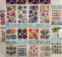 Lot Of 17 JOLEE’S BOUTIQUE Sticko Dimensional Scrapbook Stickers FLOWERS PLANTS