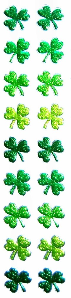 Shamrock Clovers St. Patrick’s Puffy Foil Stickers Seals 2″ X 8.25″ Strip #13