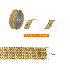 0.7 Inch Self Adhesive Rhinestone Strips 3 Yard for Crafts,Gold