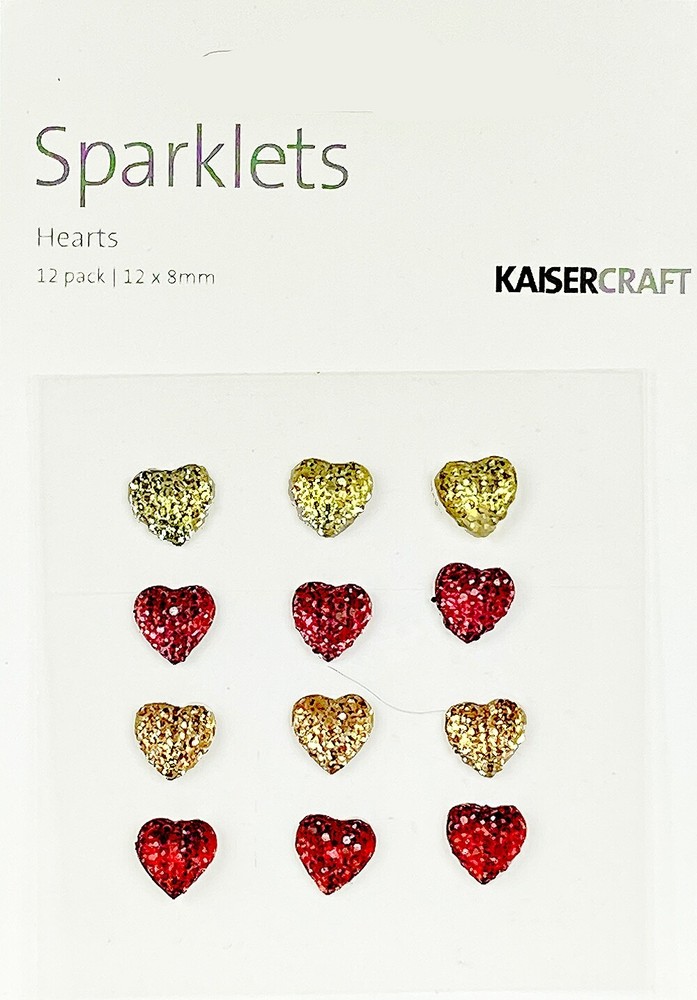 Kaisercraft, Sparklets, Heart Embellishments, Crystal Hearts, Valentines Jewels