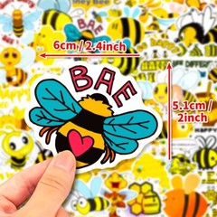 (50 pcs) Honey Bee Stickers Vinyl Stickers for Laptop Water Bottle Scrapbooking