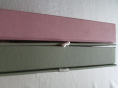 Lot of 2 Scrapbook Fabric Box Binders With 3 Rings & Tie Ribbons Green & Pink