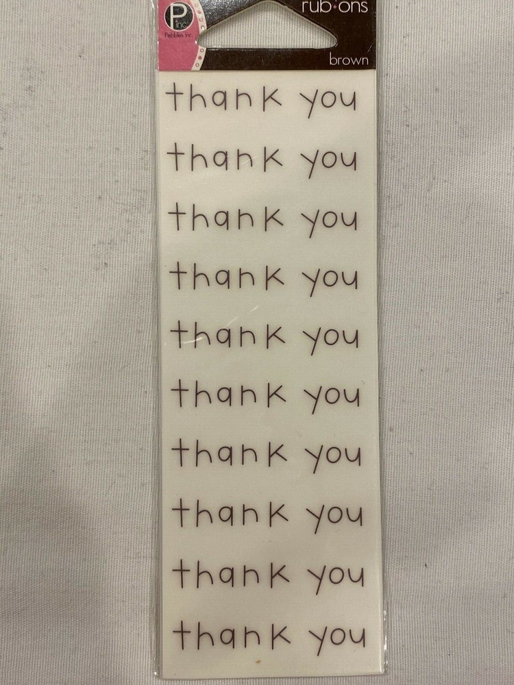 Pebbles Inc. Duplicate Rub-Ons ~ Brown ~Thank You ~ Scrapbooking Crafts
