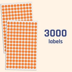 Dot Stickers Orange 3000 Round 3/8