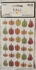 10 HL Paper Crafts Fall Themed Glitter Pumpkins Sticker Packs (30 Per Pack)