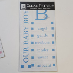 NEW Lot 2 Magic Scraps Clear Details BABY BOY GIRL Transparent Die Word Sheets-G