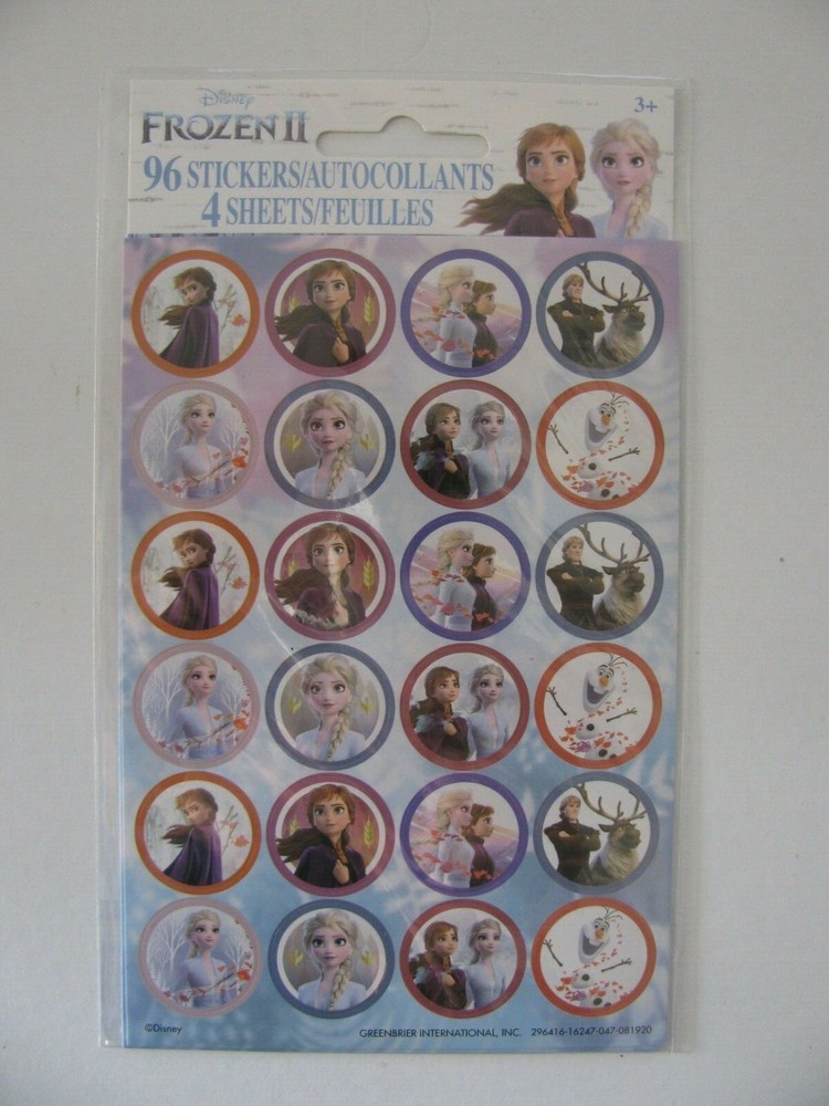 DISNEY FROZEN II Stickers 4 Sheets 96 Pieces NIP
