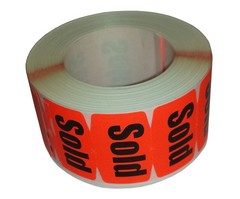 Sold Stickers, Fluorescent Red, 1000