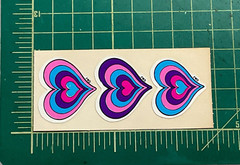 Lot of 2 Pieces Vintage BJ Stickers ‘on a roll’ Vending Hearts Colorful 1980s