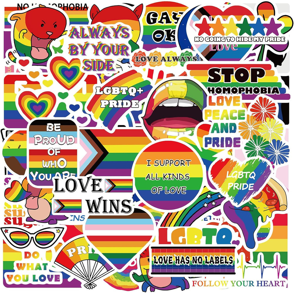 Pride Stickers Bulk, 200 PCS Rainbow Sticker Packs for LGBTQ Gay Pride Stuff Acc