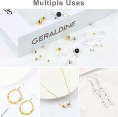 1800Pcs Silver & Gold Round Spacer Beads 3 Sizes Smooth Loose Ball Beads Alph…
