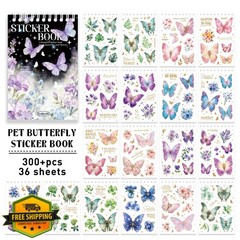 ZHIJIANHZ Flower Butterfly Sticker Book 300+ Pcs