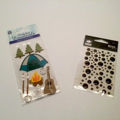 SandyLion Camping Stickers Cloud Rain Dots Dimensional Tent S’mores Fire Guitar