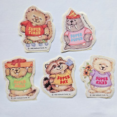 Vtg Hallmark Shirt Tales Sticker Lot of 5 Super Duper Smile Kicks 1982 Trimmed