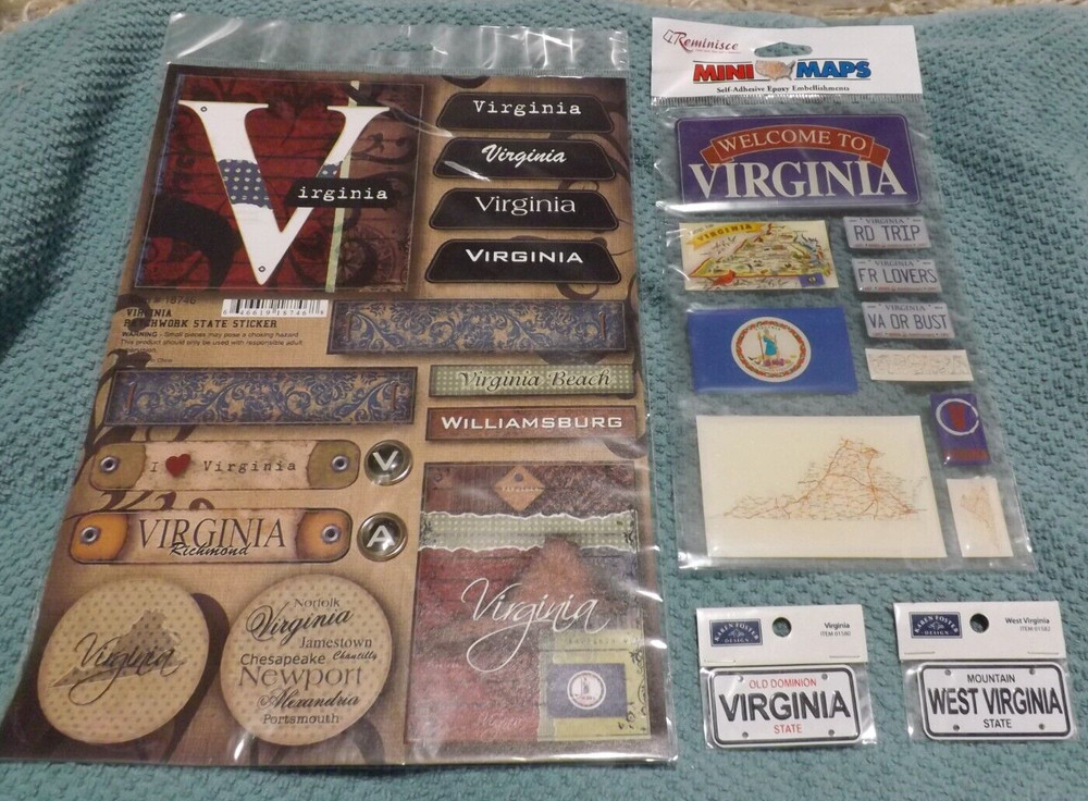 NEW LOT of 4 STATE OF VIRGINIA & WEST THEME scrapbooking stickers