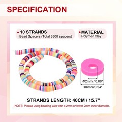 6mm 3500Pcs 10 Strands Polymer Clay Beads Spacer, Yellow/Pink/Orange Tone