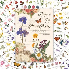 Flower Sticker Book, 40 Sheets 470pcs Floral Botanical Themed Journaling Supp…