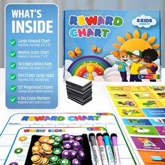 Magnetic Reward Chart for Kids, 127 Stickers, 30 Custom Chores