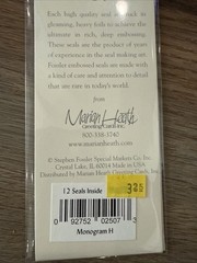 Gold Fossler Foil Seals Marian Heath Monogram H Letter Cards Envelopes 2 Packs