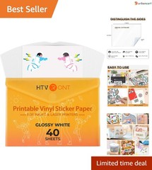 40-Piece Waterproof Glossy Printable Vinyl Sheets for Inkjet & Laser Printers