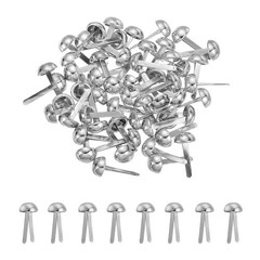 80Pcs Brads Paper Fasteners, 6×13 mm Metal Round Head Split Pins, Silver Tone