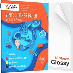 Glossy White Printable Vinyl Sheets – 50 Count, Perfect for Indoor & Outdoor Use