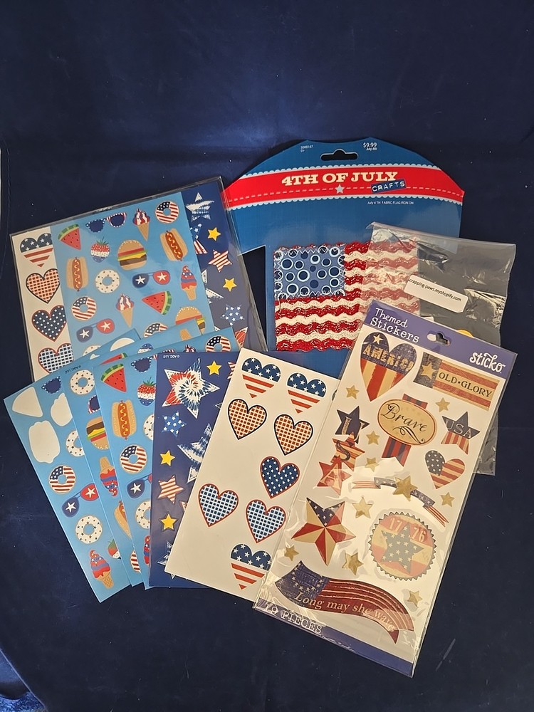 Patriotic Scrapbooking Sticker Lot Of 11 Includes Iron On Flag
