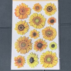 Cute Glitter Accented Sunflowers & Leaves Pop Up Sticker Sheets (5x7in)