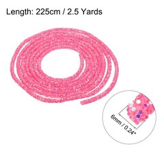 2.5 Yard 6mm Glitter Sequins Rope Sequins Rhinestone Cord Dark Pink