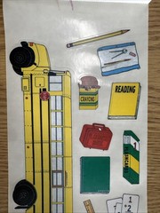 Vintage School Days sticker roll. Scrapbook Mania. Rare! School Bus Crayons Book
