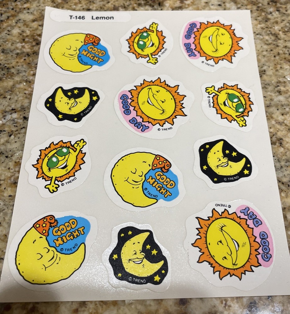 Vintage Trend Stickers Sheet 12 Scratch & Sniff Sun Moon T-146 LEMON