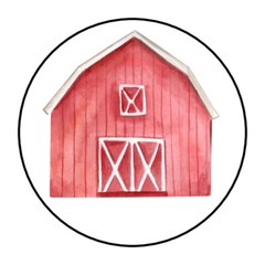 30 1.5″ FARM RED BARN BIRTHDAY BABY SHOWER FAVOR LABELS ROUND STICKERS***