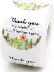 500 Pack Cactus Thank You Stickers 1.5 Inch Round Labels for Small Business