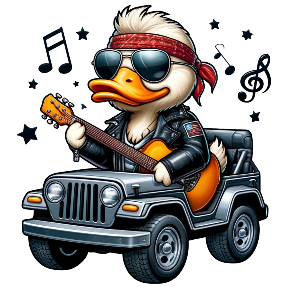 Rock & Roll Rubber Duck Vinyl Sticker Cute Kawaii Guitar Music Off-Road Decal