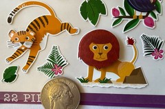 JUNGLE ANIMAL Dimensional Stickers(22pc) Sticko…Giraffe…Monkey…Lion…Tiger…Rino…