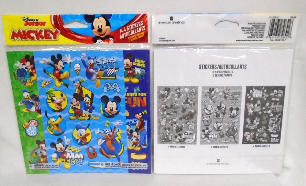 American Greetings Stickers Value Pack Disney Mickey Mouse Goofy Pluto 144 Pcs
