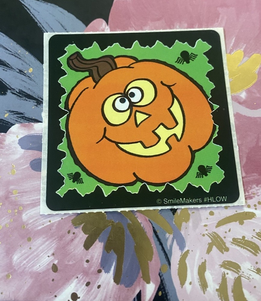 Vintage SmileMakers Cartoon Jack O Lantern Sticker Mod 2.5” Inches