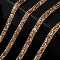 1 Roll 108″ x 0.4″ Gold Bling Crystal Rhinestone Diamond DIY Decor Sticker Decal