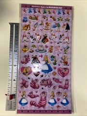 Vintage ALICE IN WONDERLAND Glittery Sticker Sheet RARE