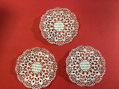 Round Flower/Doily Die Cut Embellishments 6 Pcs 3” round Choose Color